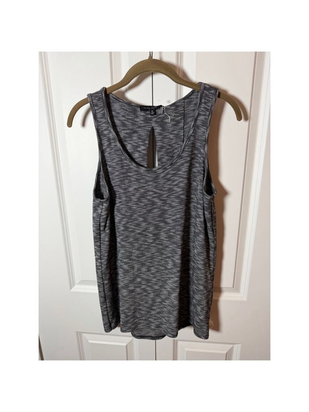 Green Envelope Gray White Striped Tank Top M